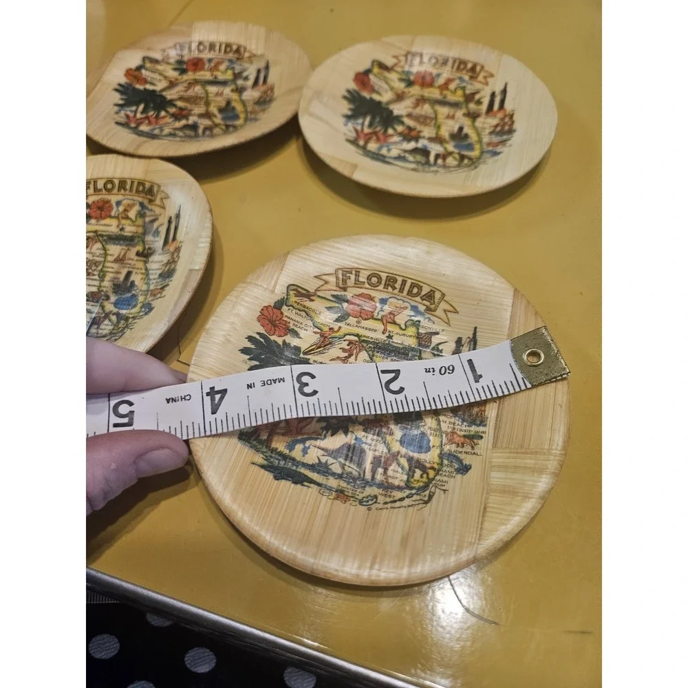 Vintage Florida Souvenir Bamboo Coasters